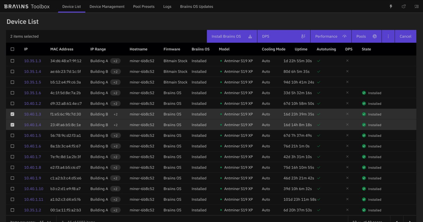 Braiins Toolbox release workflow screen